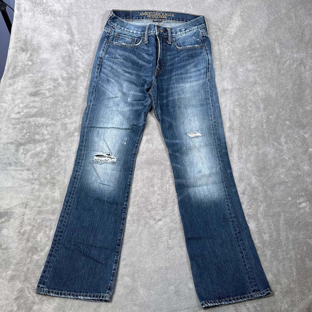 American Eagle Jeans Mens 29x32 Original Boot Denim Whiskers Western Bootcut